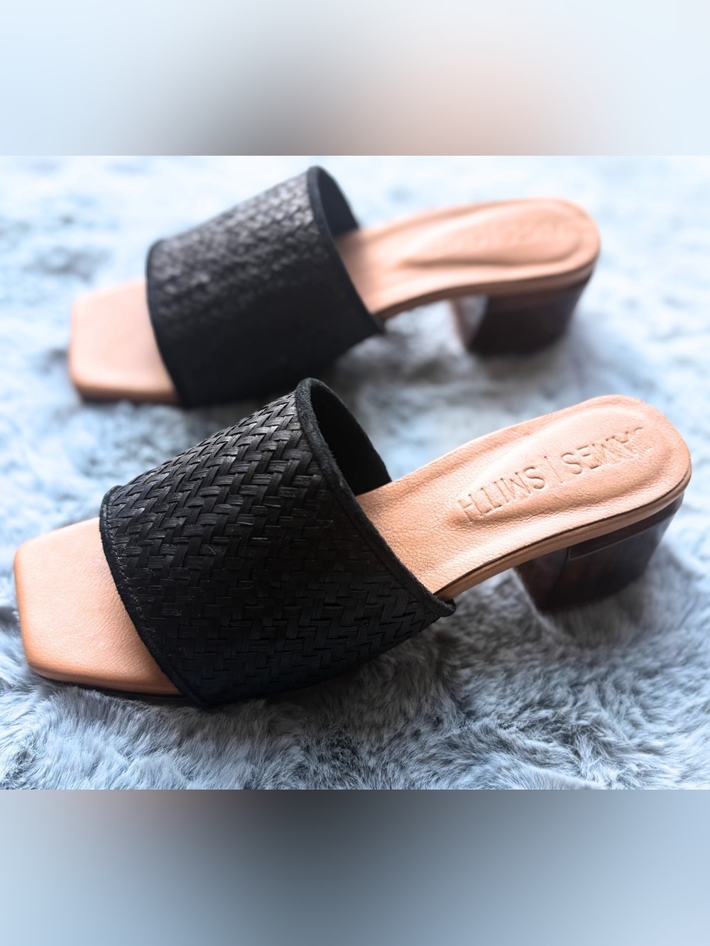 Woven Leather Slide Mules